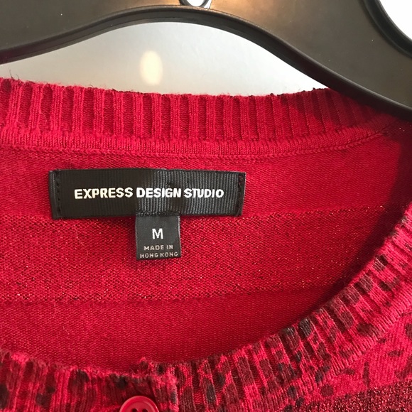 Express Black and Red Button-up Cardigan - Picture 5 of 8